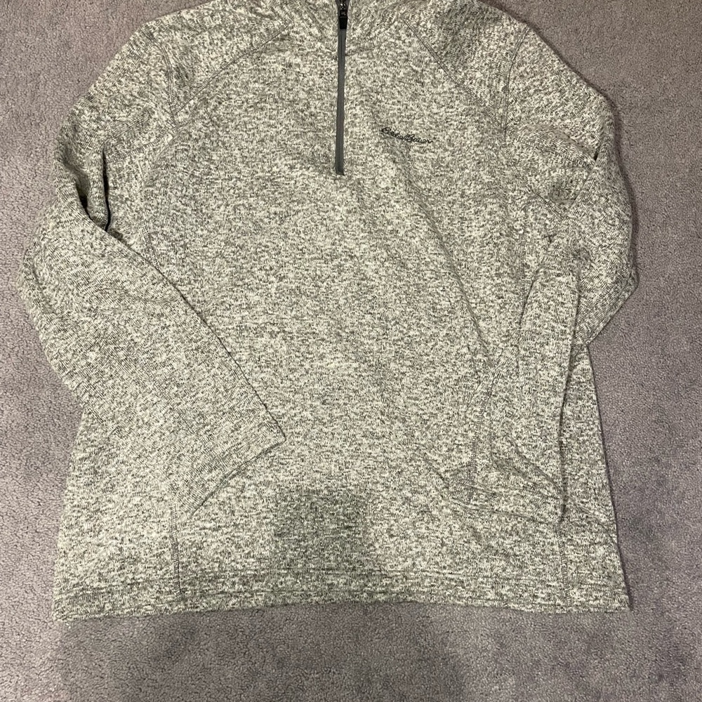 Eddie Bauer Men's Heathered Gray Zip-Up Sweater